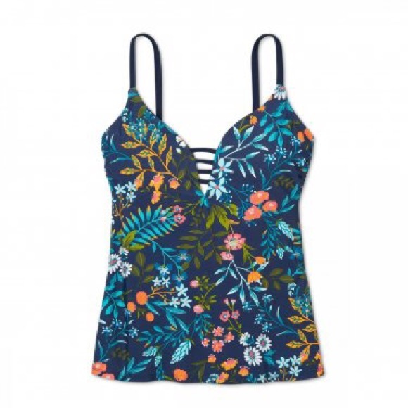 Kona Sol Swim Kona Sol Strappy Navy Blue Floral Tankini Poshmark